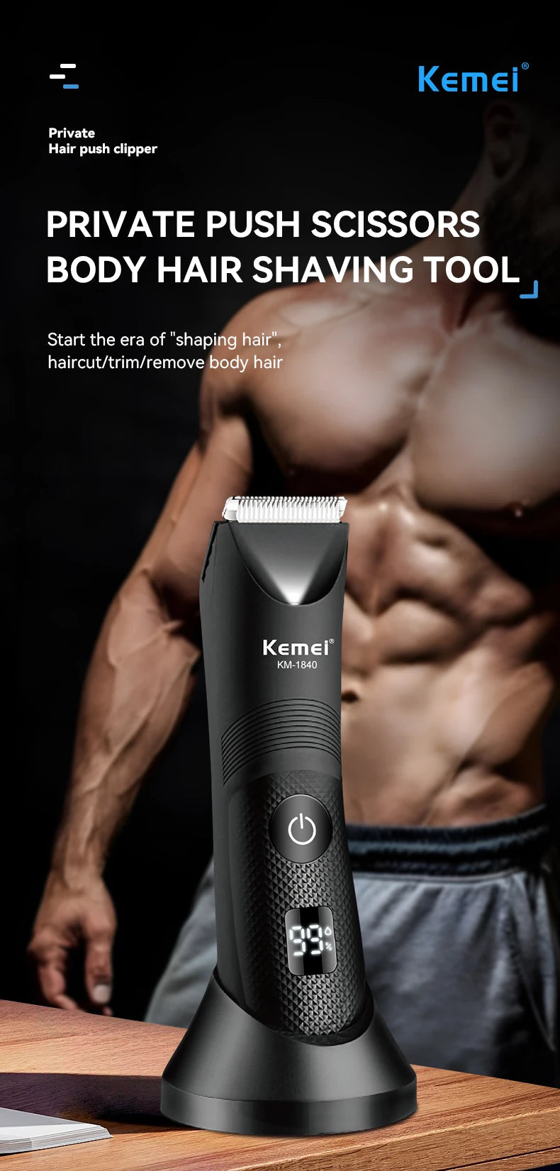 Kemei Electric Groin Ball Hair Trimmer Waterproof Clippers Razor