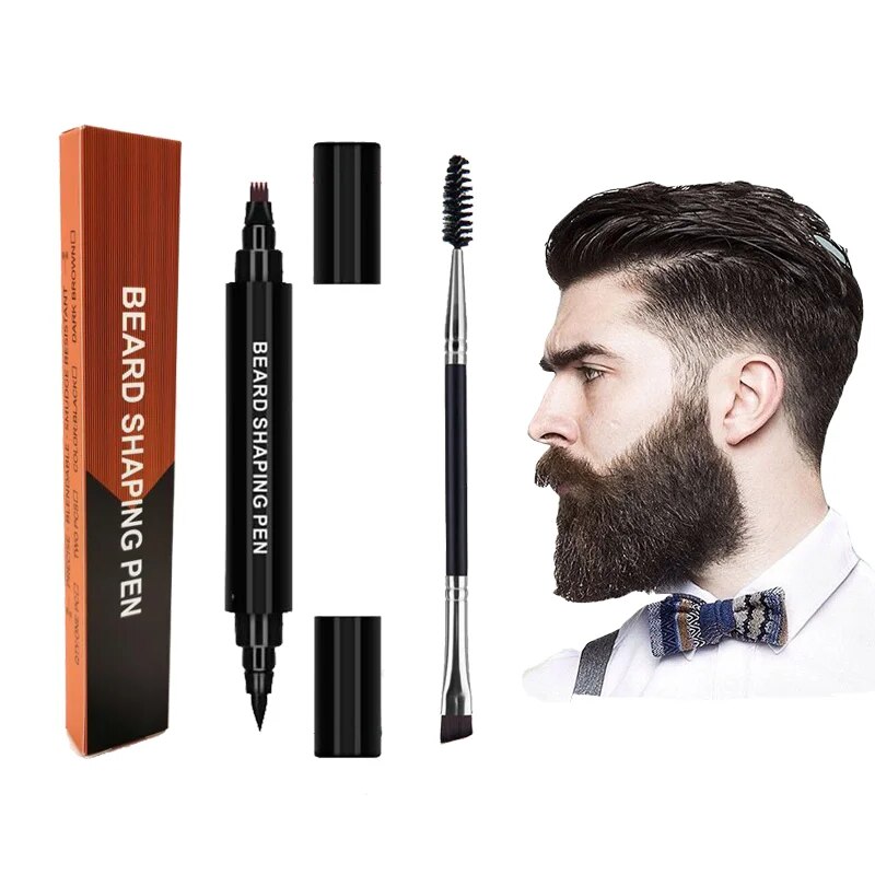 1 Set Men Fashion Beard Makeup Enhancer Waterproof Moustache Black Beard Filler