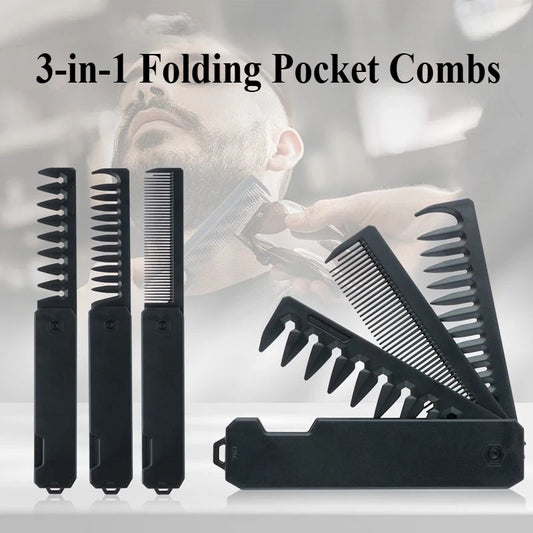 Multifunctional 3-in-1 Plastic Folding Pocket Combs