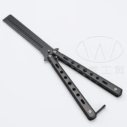 Foldable Comb Stainless Steel Butterfly Knife Comb