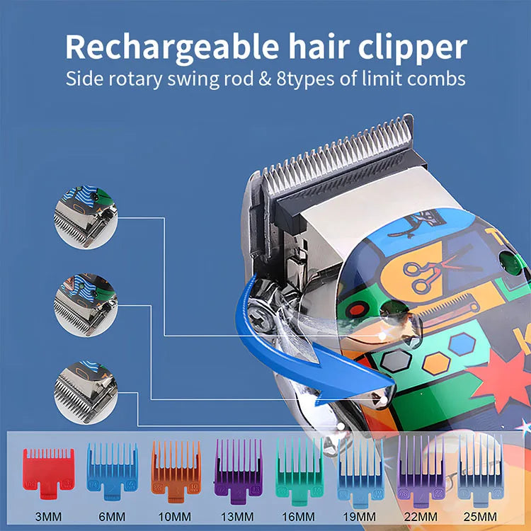 Kemei Graffiti Electric Hair Clipper Kit Men's Electric Shaver