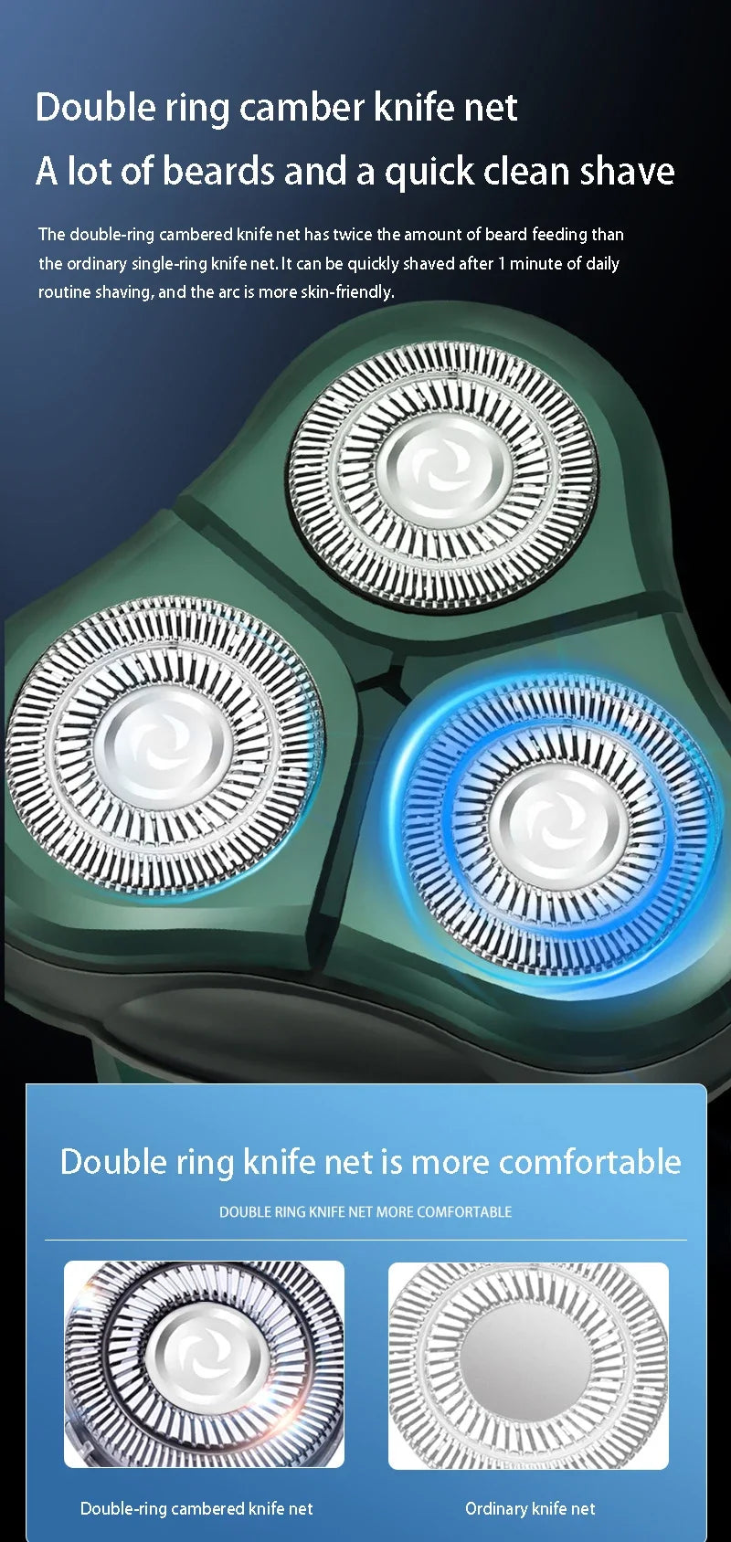 New Smart Electric Shaver LCD Digital Display Three-head Floating Razor