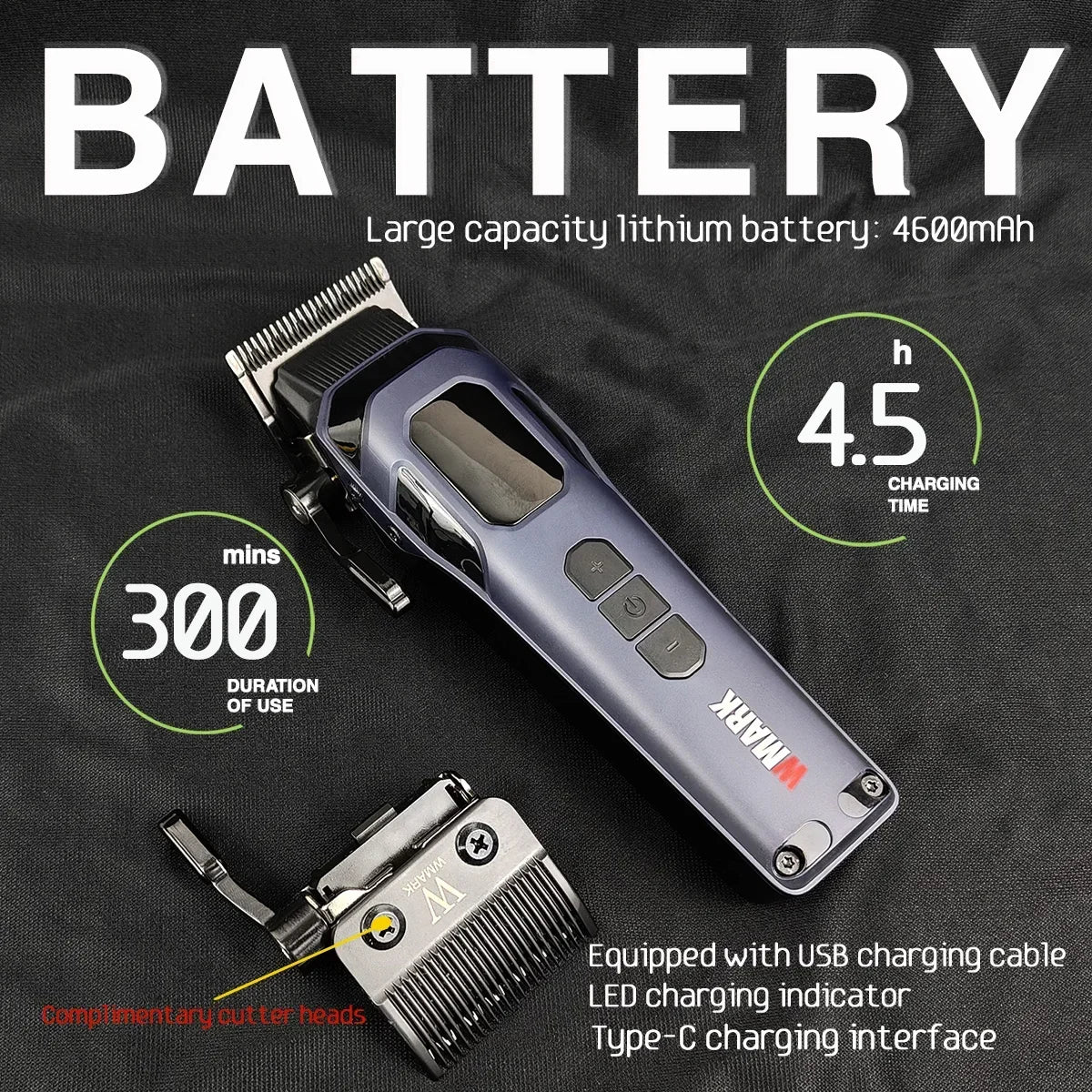9000RPM NG-8080 Professional Hair Clipper 5 Speed Adjustment