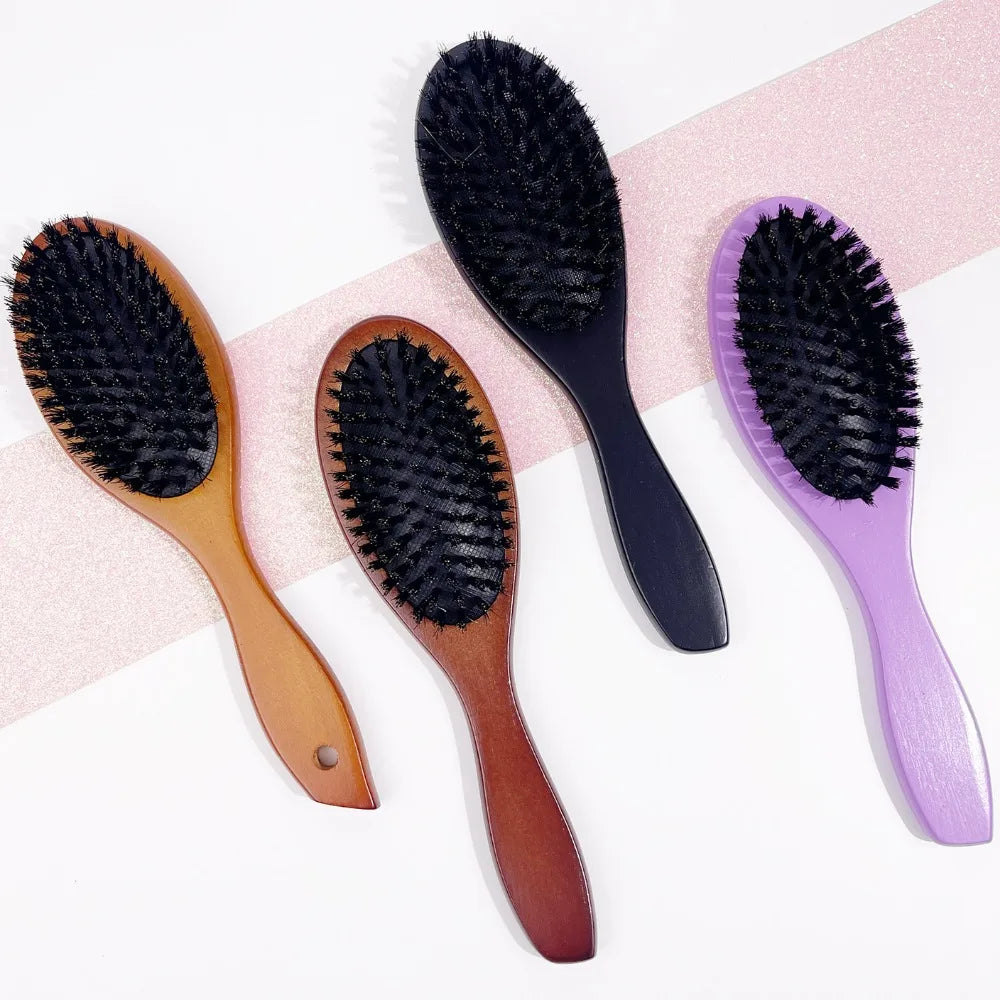 New Arrival Hair Brush Wood Handle Boar Bristle