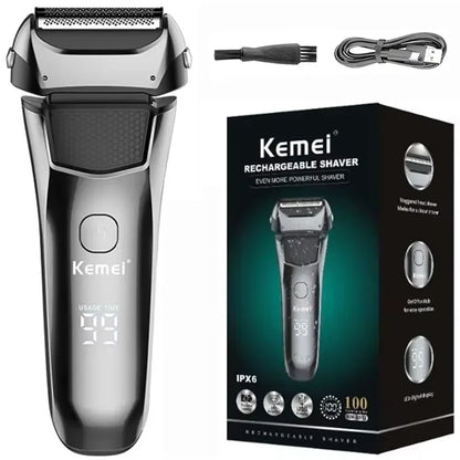 Kemei Men's Electric Shaver Facial Beard Wet & Dry Shaver