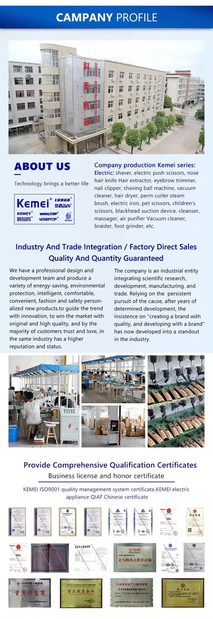 Kemei Hair Trimmer Professional Clippers Brushless Motor 9000 RPM