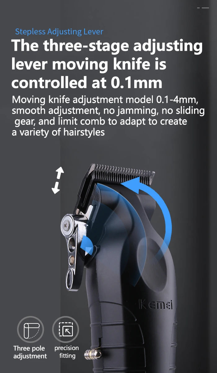 Kemei Professional Hair Clipper For Men Adjustable Hair Trimmer