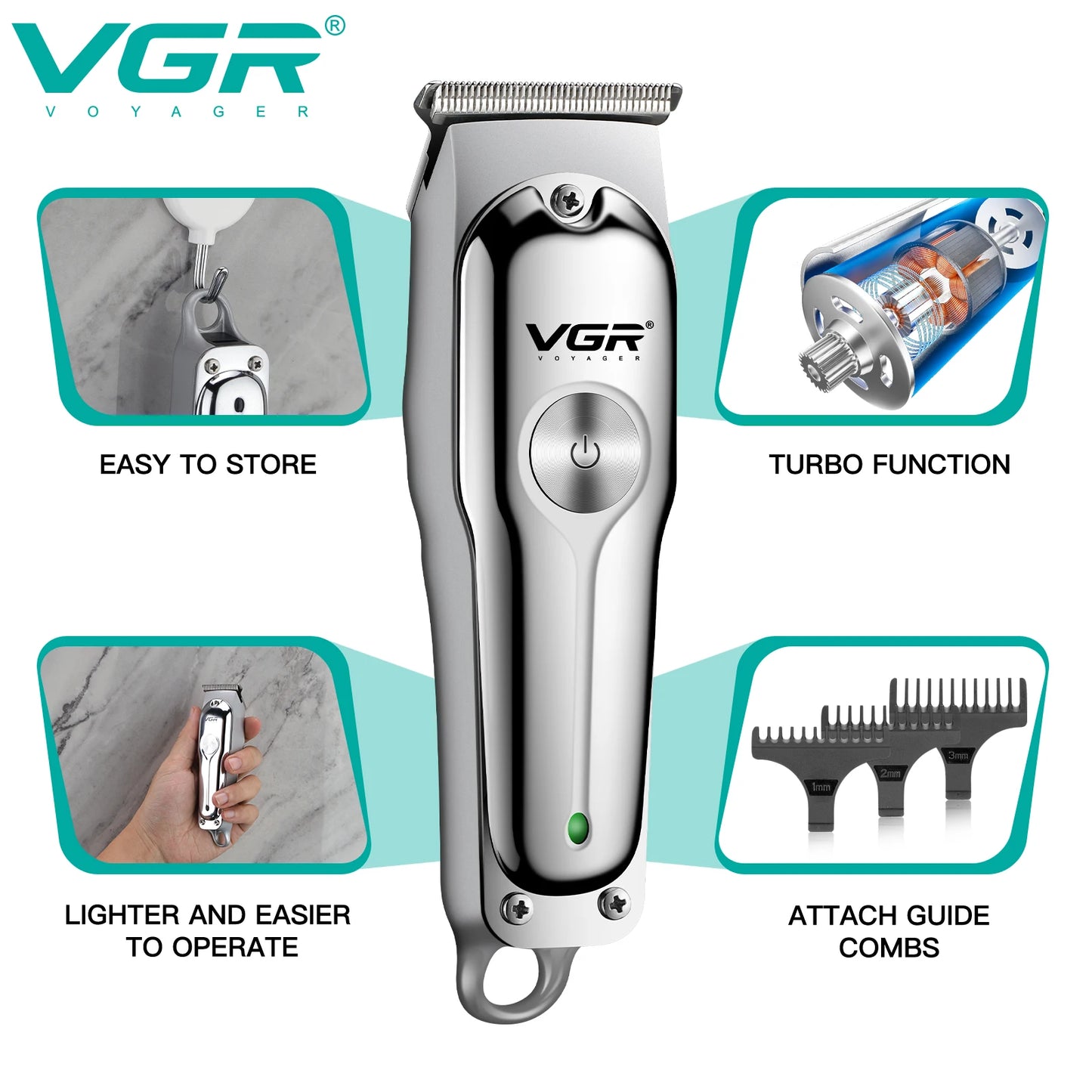 VGR Hair Trimmer Professional Hair Clipper Wireless Hair Cutting V-071