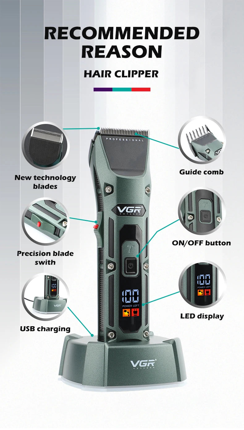VGR V-696 New metal Popular Salon Barber Hair Cut for Men