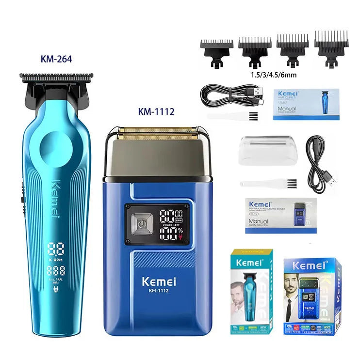 Kemei Hair Clipper Kit for Men Big Power 9000RPM KM-1763 KM-264