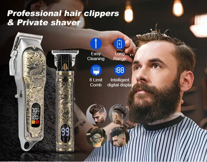 2pcs Set Professional Hair Clippers Set, Cordless Portable Electric Shaver