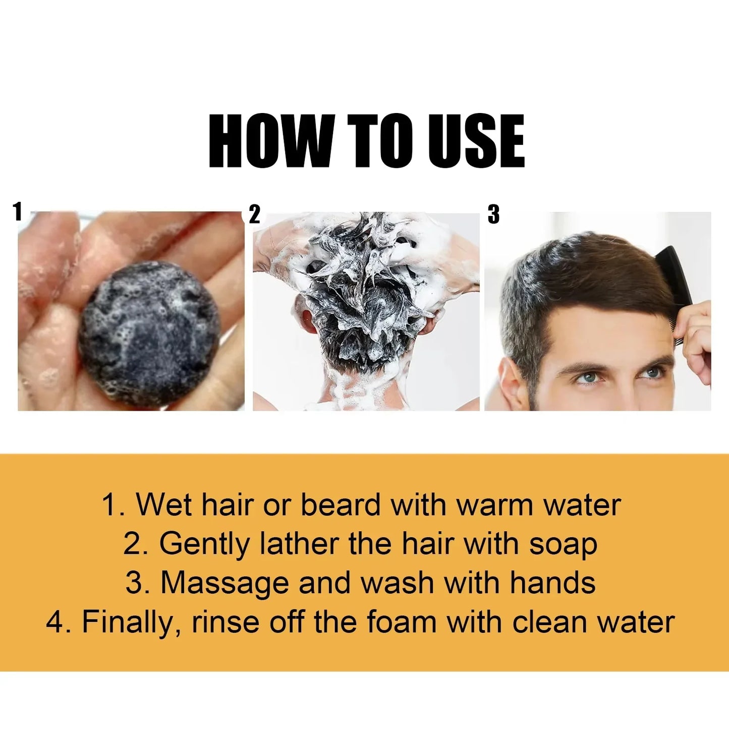 Magic White Hair to Black Shampoo Dye Soap Natural