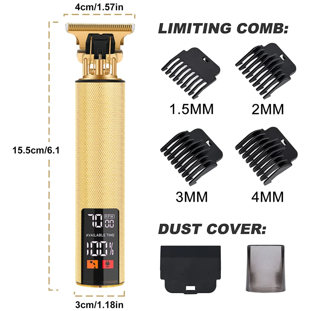 Electric Barber T9 Upgraded LCD Rechargeable Retro Oil Head