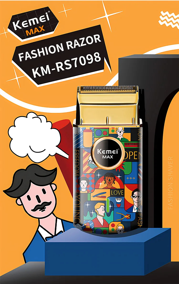 Kemei Graffiti Electric Hair Clipper Kit Men's Electric Shaver