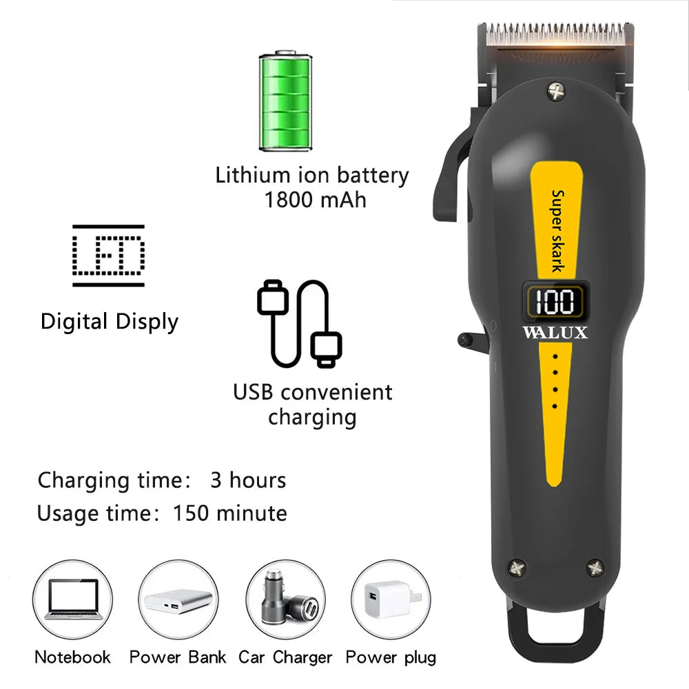 Professional Barber Hair Clipper Lithium Battery USB Chargeable Trimmer