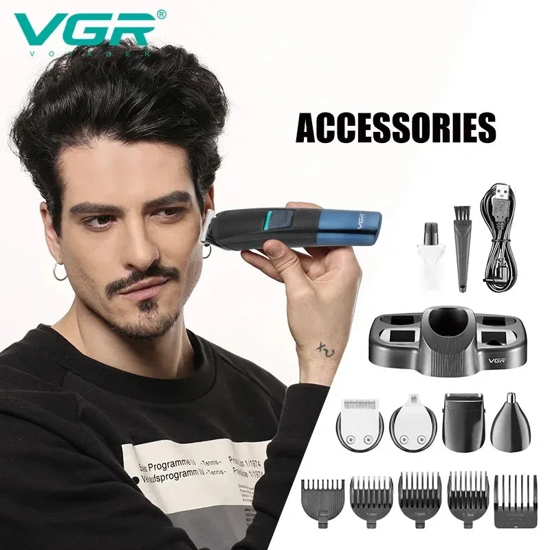 VGR All In One Beard Hair Trimmer For Men Grooming Kit
