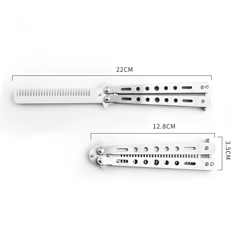 Foldable Comb Stainless Steel Practice Training Butterfly Comb
