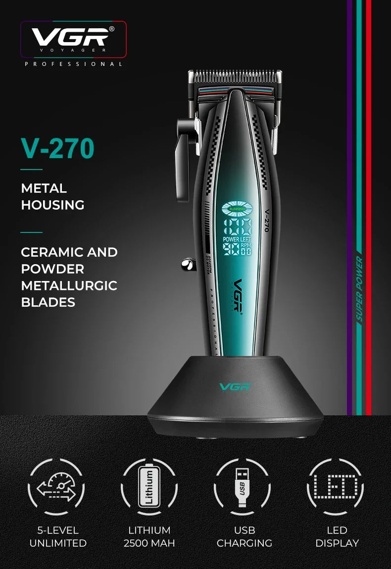 VGR Hair Trimmer Electric Cordless Hair Clipper Professional V-270