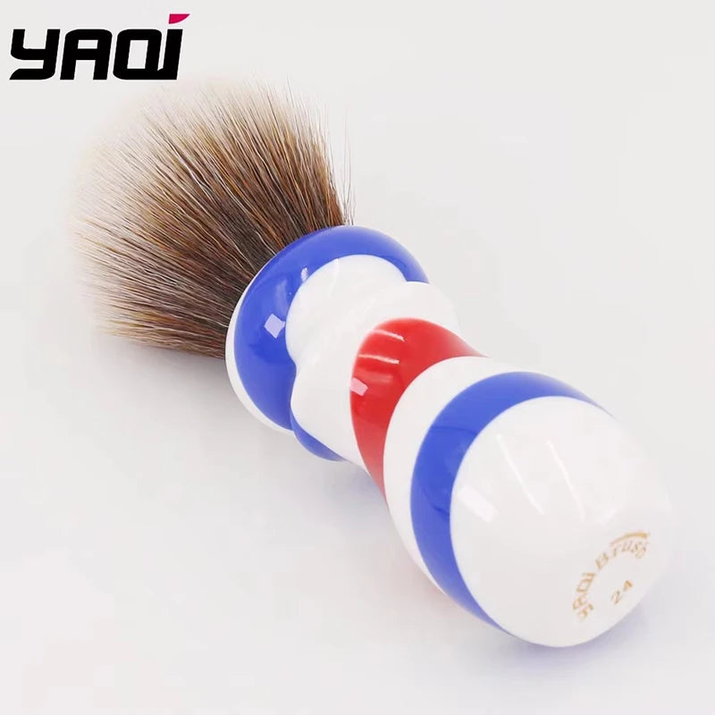 24MM New Barber Pole Style Brown Synthetic Knot Shaving Brush