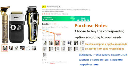 Kemei Clipper Electric Hair Trimmer for men Electric shaver