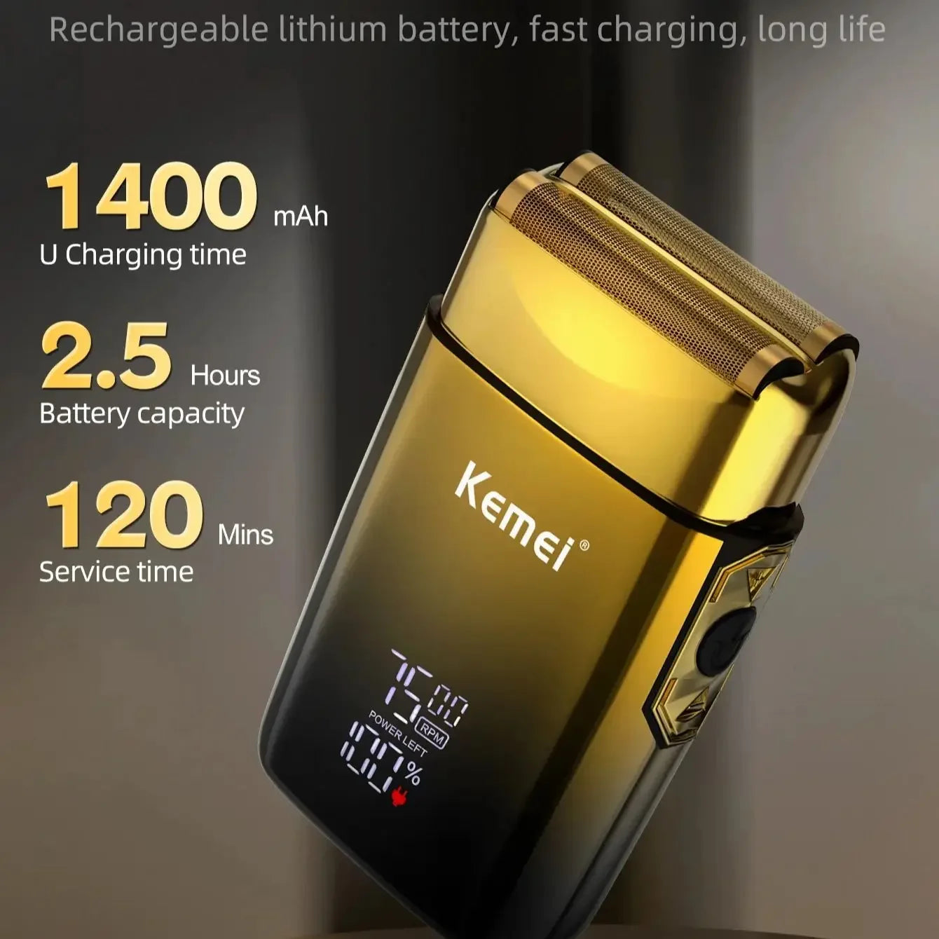 Kemei TX10 Electric Shaver Hair Rechargeable Facial & Beard Foil Razor