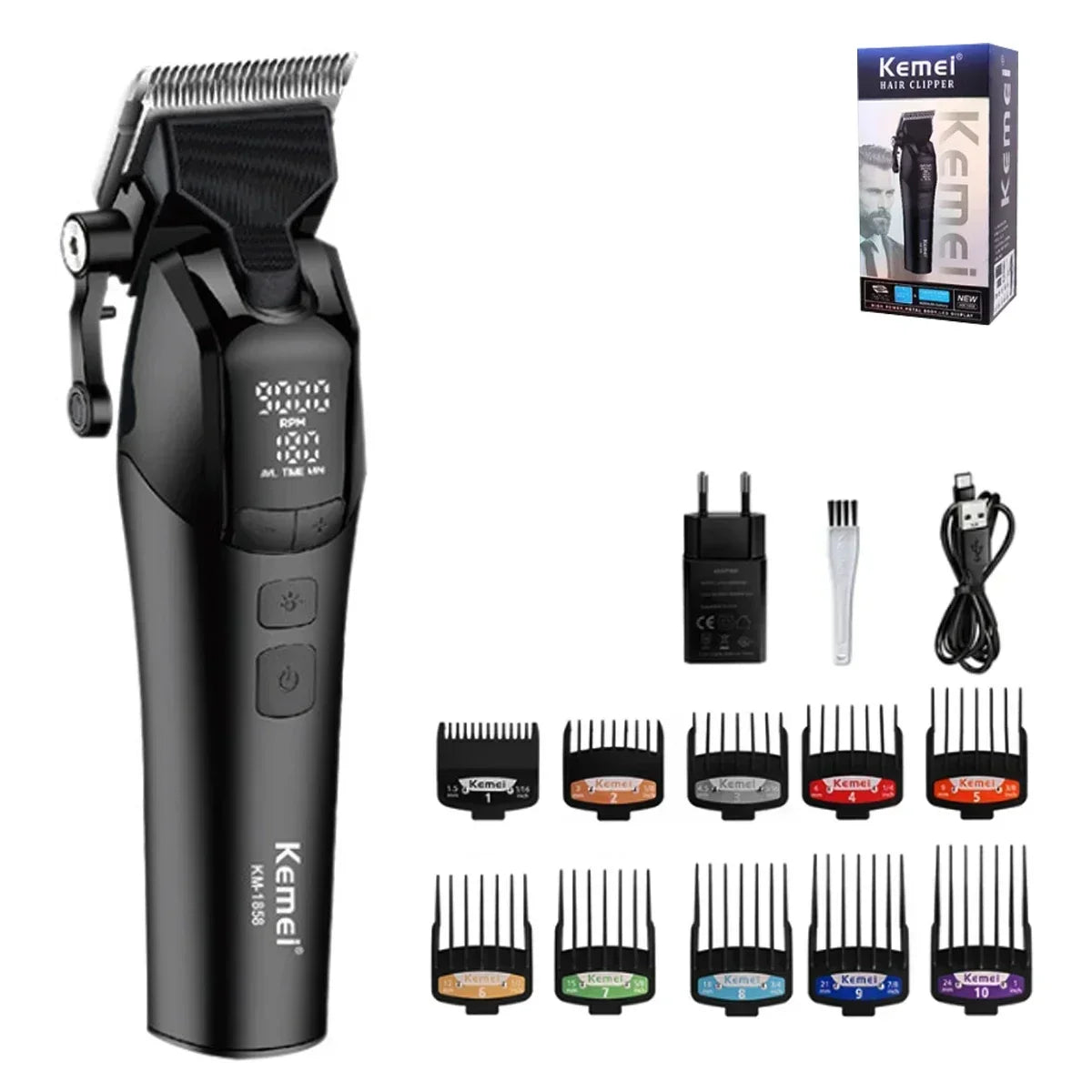 KEMEI KM-1858 DLC Blade Electric Hair Clipper Professional Cordless
