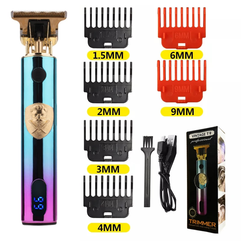 T9 LCD Electric Hairdresser Oil Shaving Head Trimmer