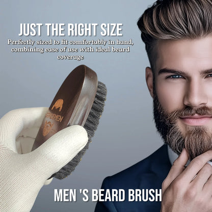 Premium Dark Retro Beard Brush Oval Facial Brush