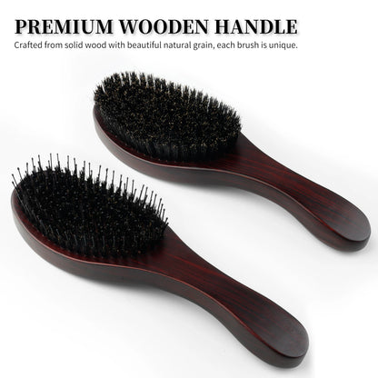 Boar Bristle Oval Shape Hair Brush Antistatic Oil Head Wave Brush