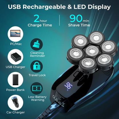 Kensen 5 in 1 Electric Shaver 7D Floating Cutter Head Rechargeable Shaver Kit