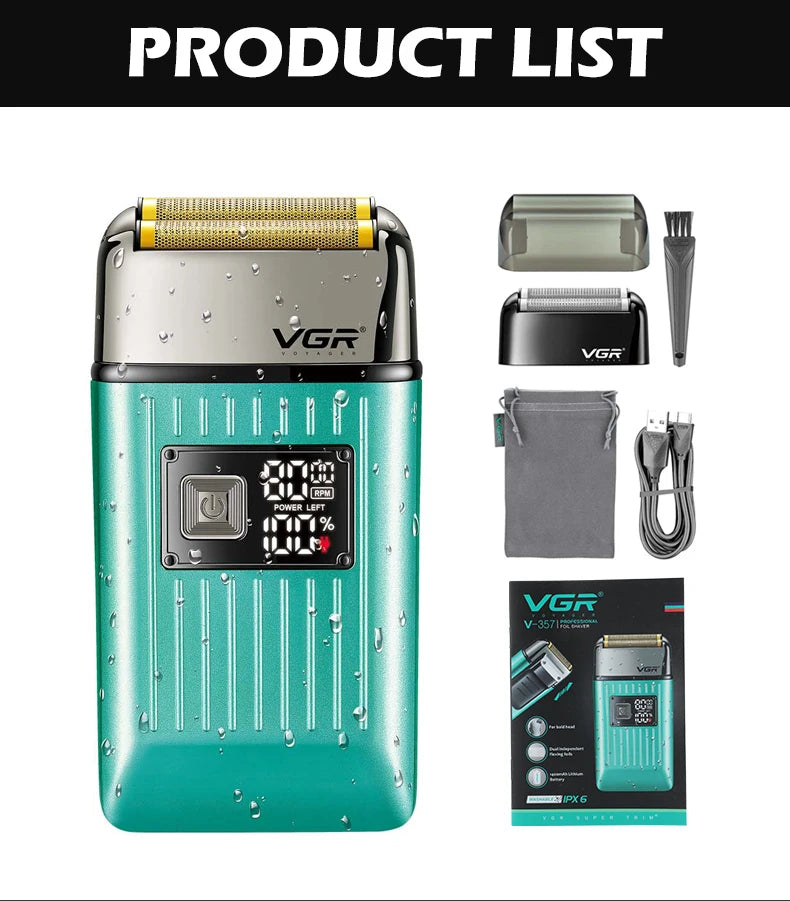 VGR V-357 reciprocating shaver alloy double blade deep cleaning shaver