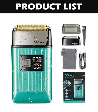 VGR V-357 reciprocating shaver alloy double blade deep cleaning shaver