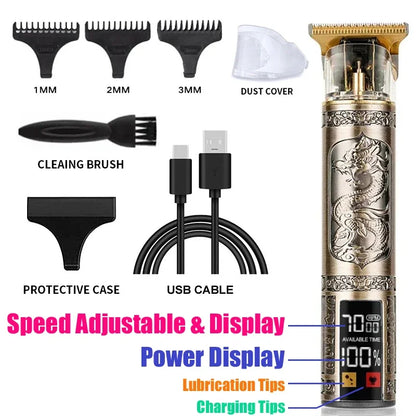 USB Charging Vintage Hair Clipper Electric Hair Trimmer Portable Shaver