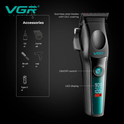 VGR New High end Hair Clipper Metal Body Titanium Alloy  V-195
