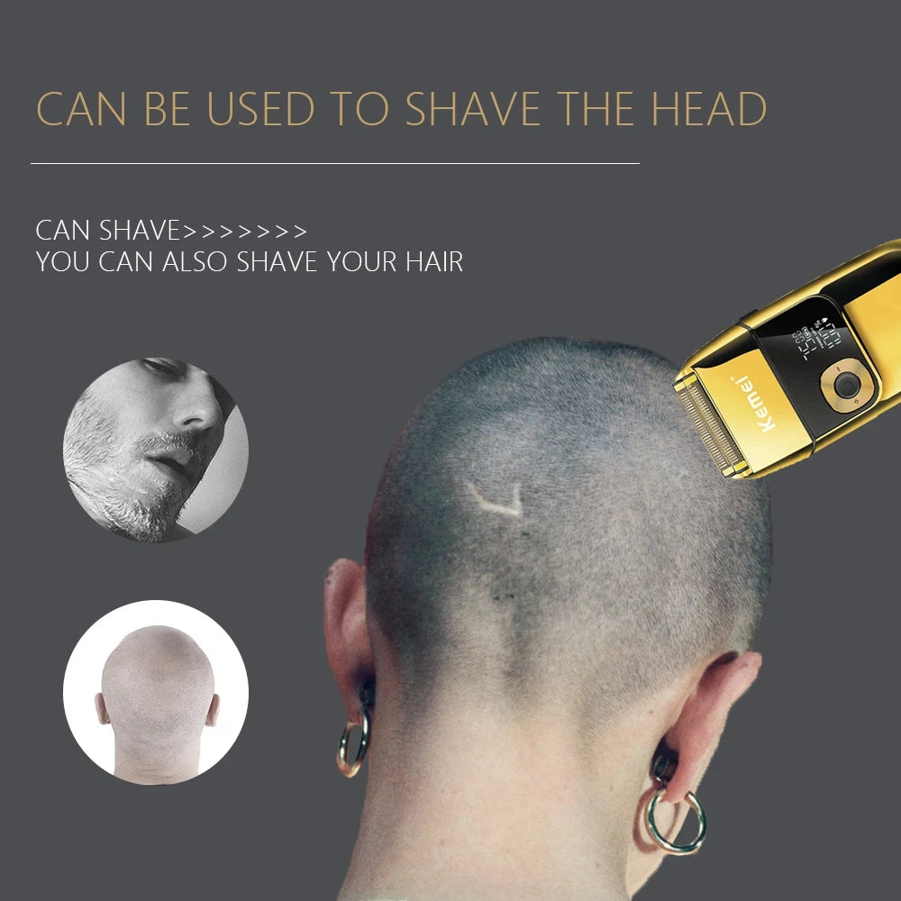 Kemei KM-2028 Men's Electric Metal Shaver LED Display Shavers