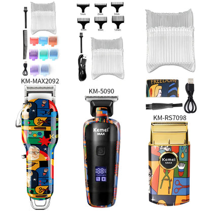 Kemei Graffiti Electric Hair Clipper Kit Men's Electric Shaver
