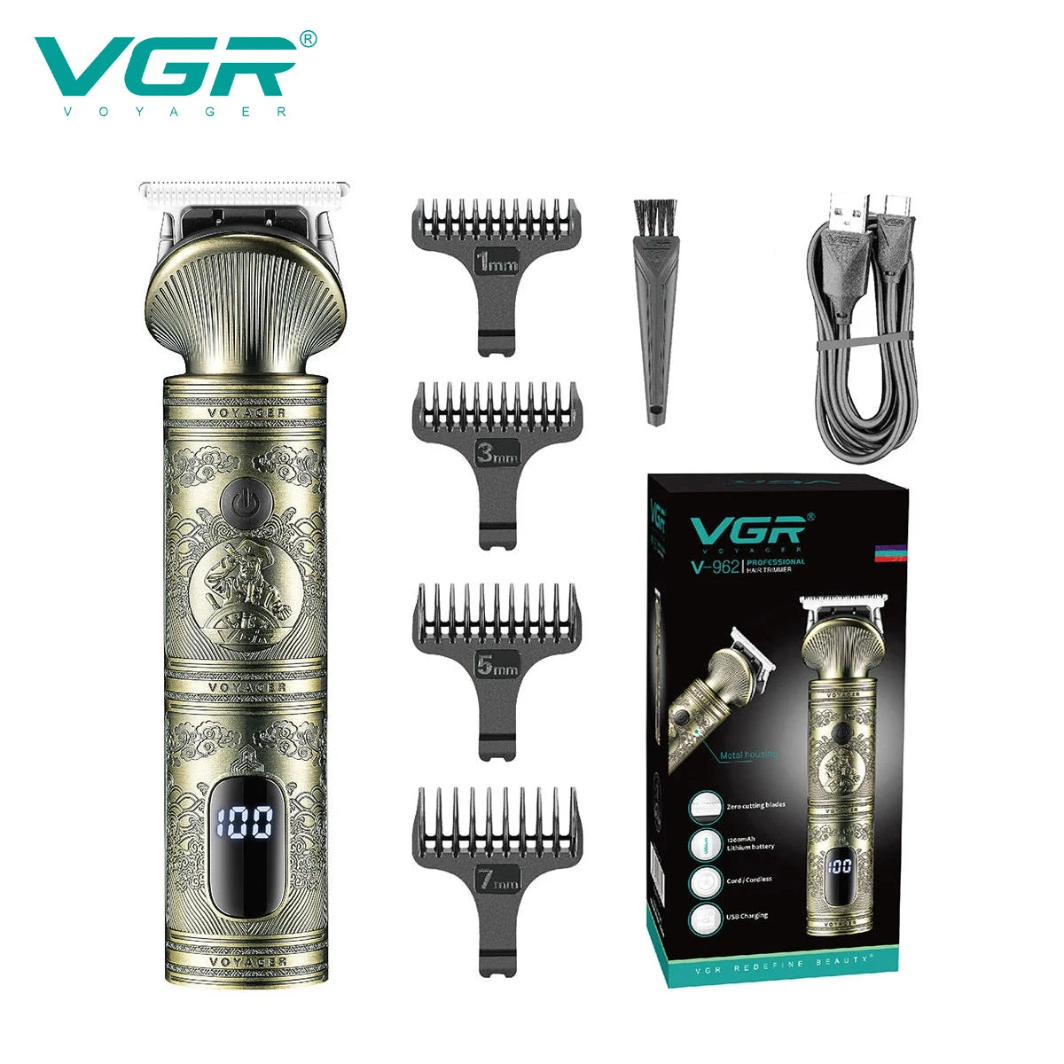 VGR Retro Metal Electric Hair Clipper Household Oil Head Carving