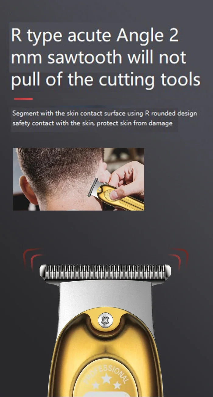 Kemei Professional Hair Trimmer Gold Clipper T-blade