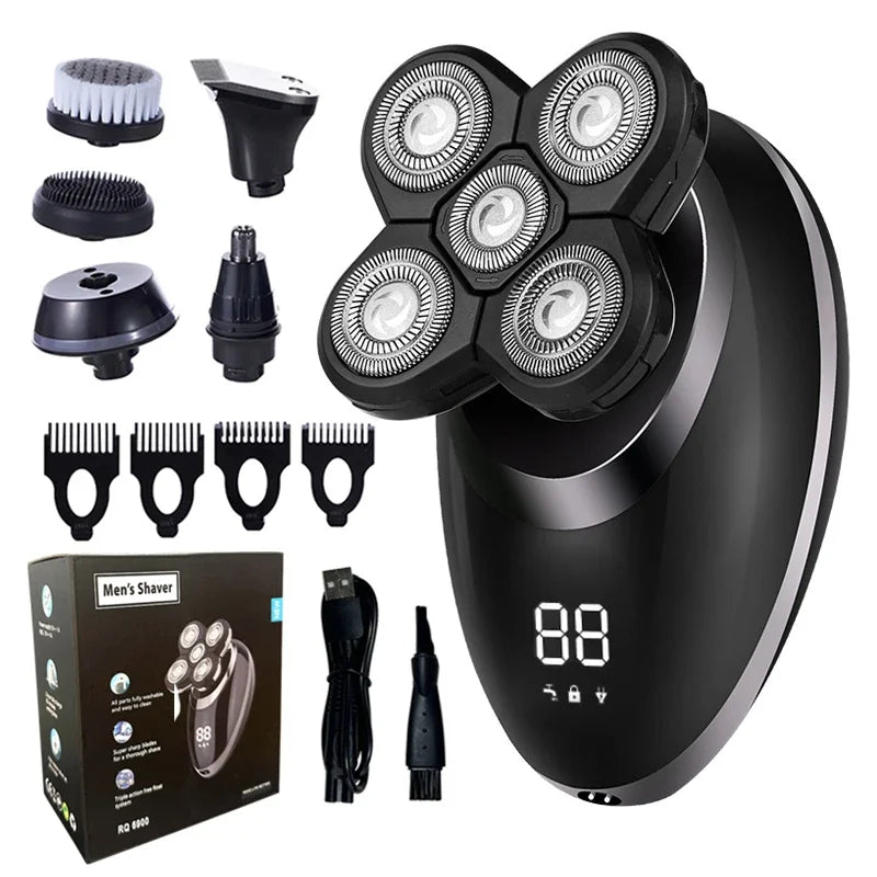 5 In 1 Electric Shaver For Men Bald Head Hair Clipper Nose Trimmer Razor