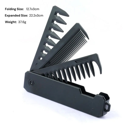 3 in 1 Pocket Folding Combs Plastic Wide Tooth Head Comb