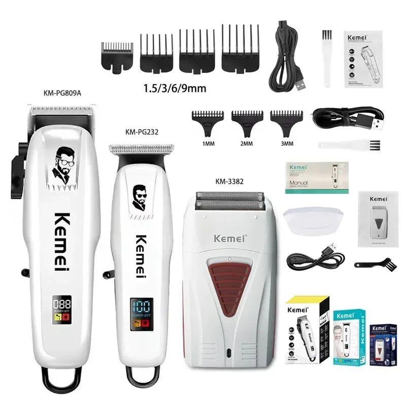 Kemei KM-PG809A KM-PG232 LCD USB Charging Hair Clipper