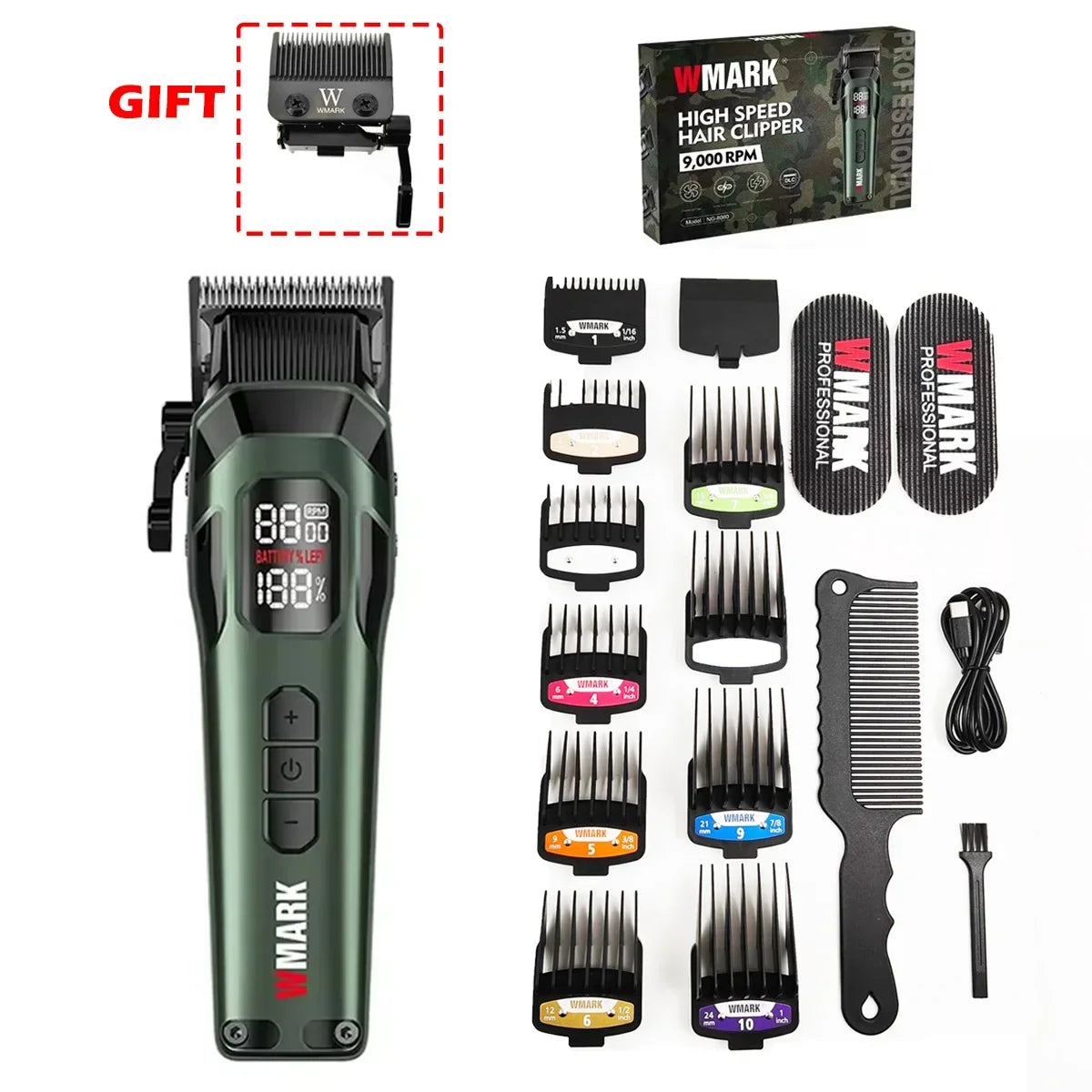 9000RPM NG-8080 Professional Hair Clipper 5 Speed Adjustment