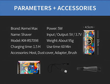 Kemei Graffiti Electric Hair Clipper Kit Men's Electric Shaver