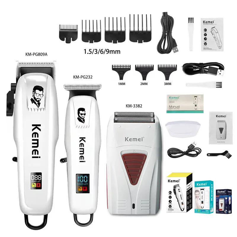 Kemei KM-PG809A KM-PG232 LCD USB Charging Hair Clipper