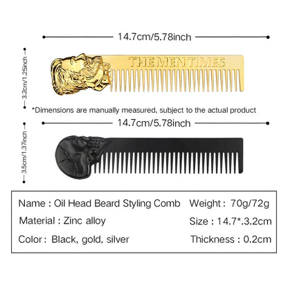Professional Styling Metal Stainless Steel Men Beard Comb