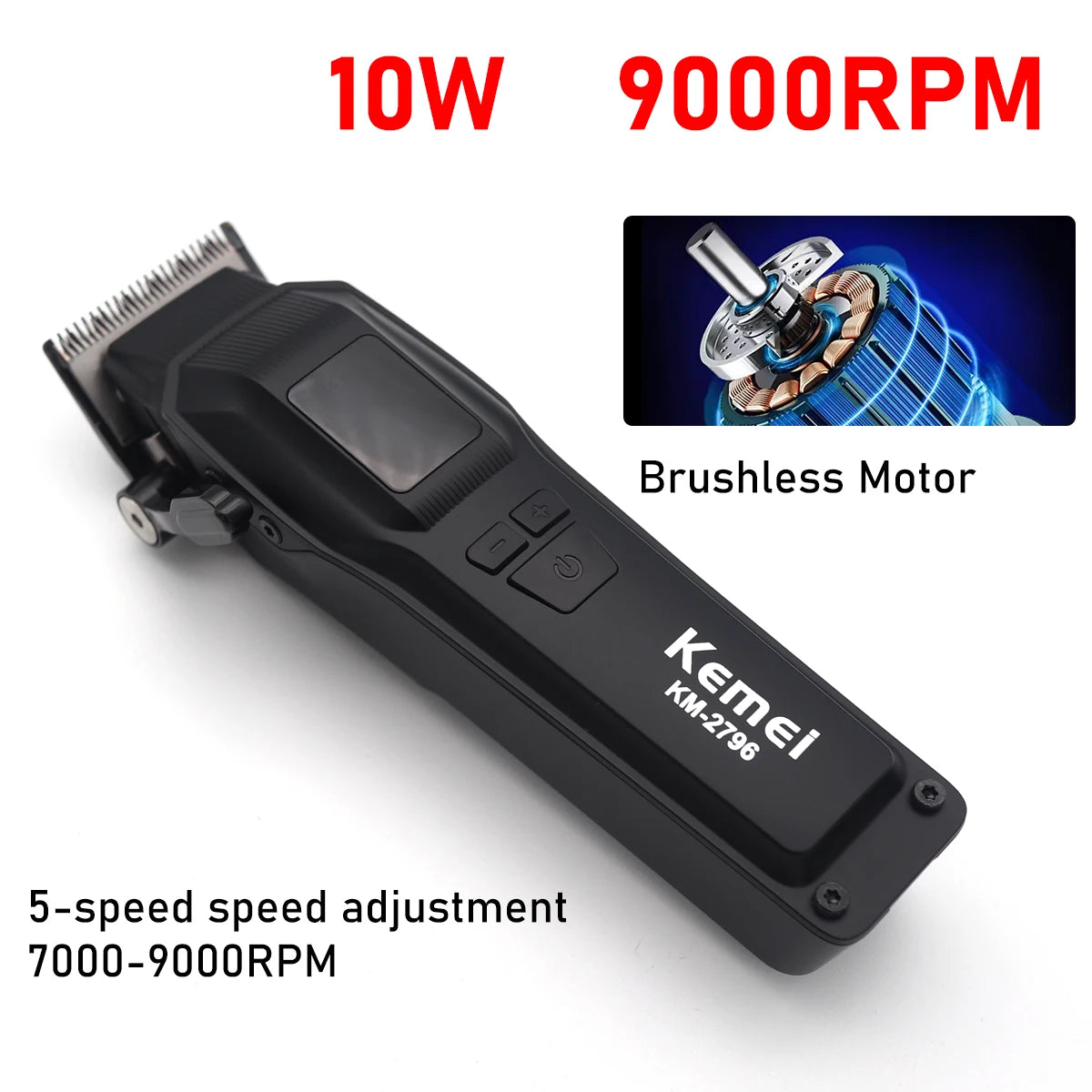 9000RPM Brushless Motor 4600mAh KM2796 Hair Clipper