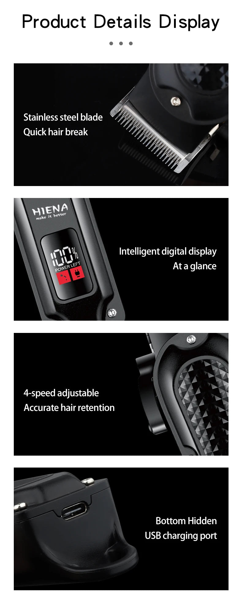 HIENA professional Hair Clipper for Barber Hair Trimmers