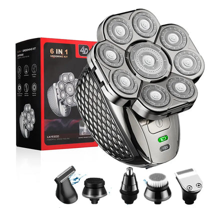 4D Head Shavers 6-in-1 Rechargeable Waterproof Head Shavers