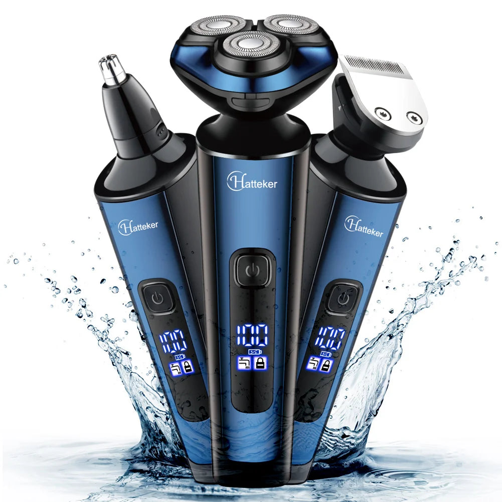 HATTEKER Rotary Electric Shaver Men's 3-in-1 Grooming Kit