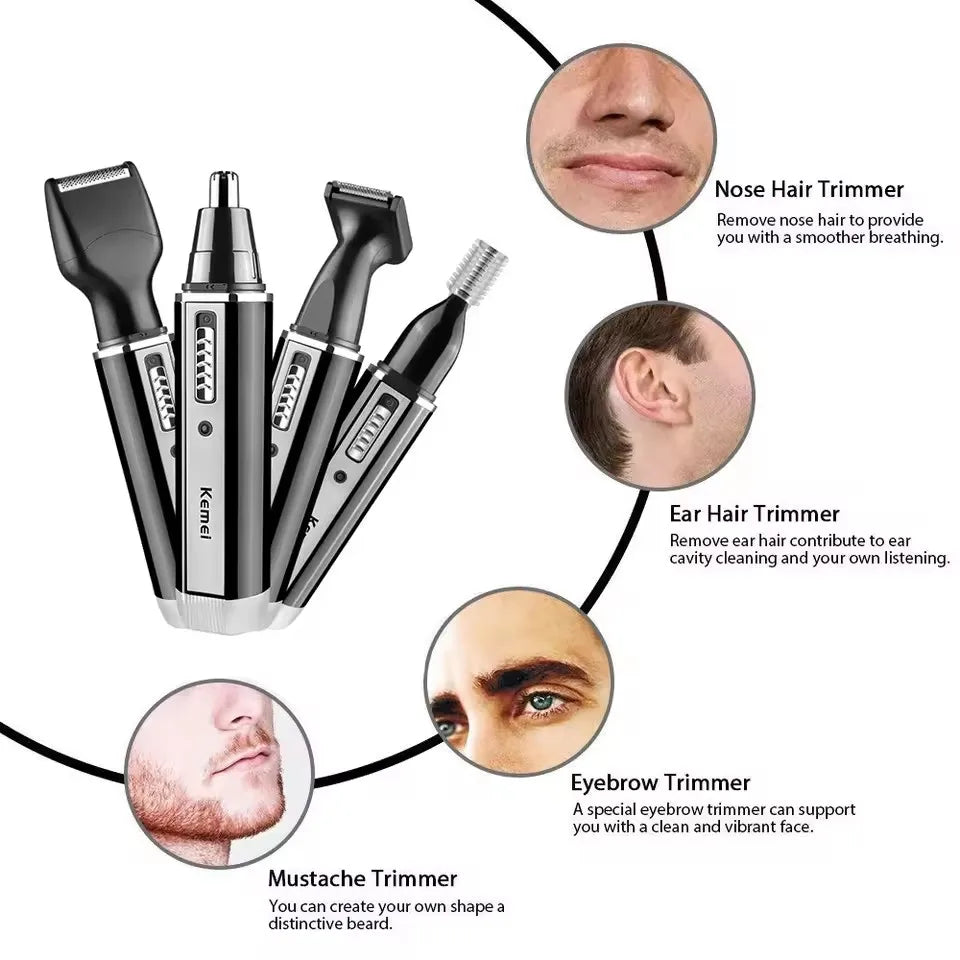 Kemei 4in1 rechargeable nose hair trimmer hair removal